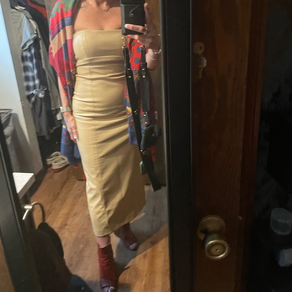 Zara Strapless Tan Dress